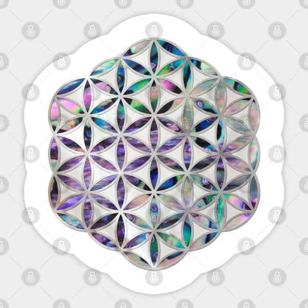 Flower of life Abalone shell on pearl Sticker by Nartissima